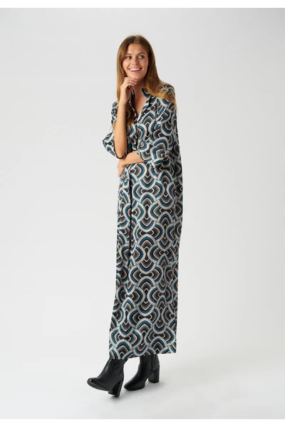 Dea Kudibal Maxi Jurken Helga Kimono Dress Blue 4 Dea Kudibal Maxi Jurken Helga Kimono Dress Blue - Afbeelding 2