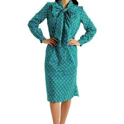 Dea Kudibal Casual Jurken Liane NS (CO) Legacy Leaf Dress Green