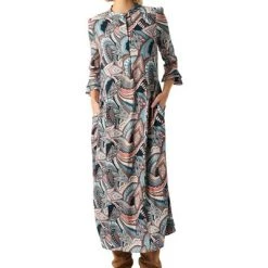 Dea Kudibal Maxi Jurken ROSANNA (V)-Challis Fonte DRESS Blue